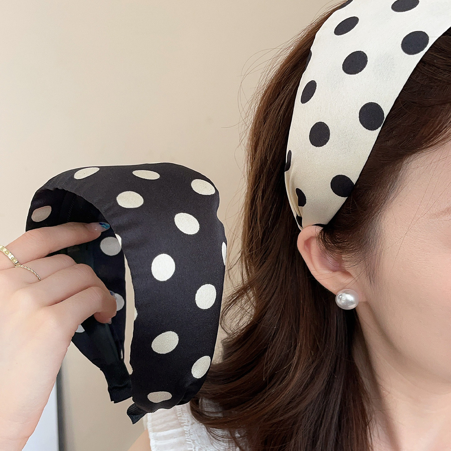 波点宽边洗脸发箍女2025新款