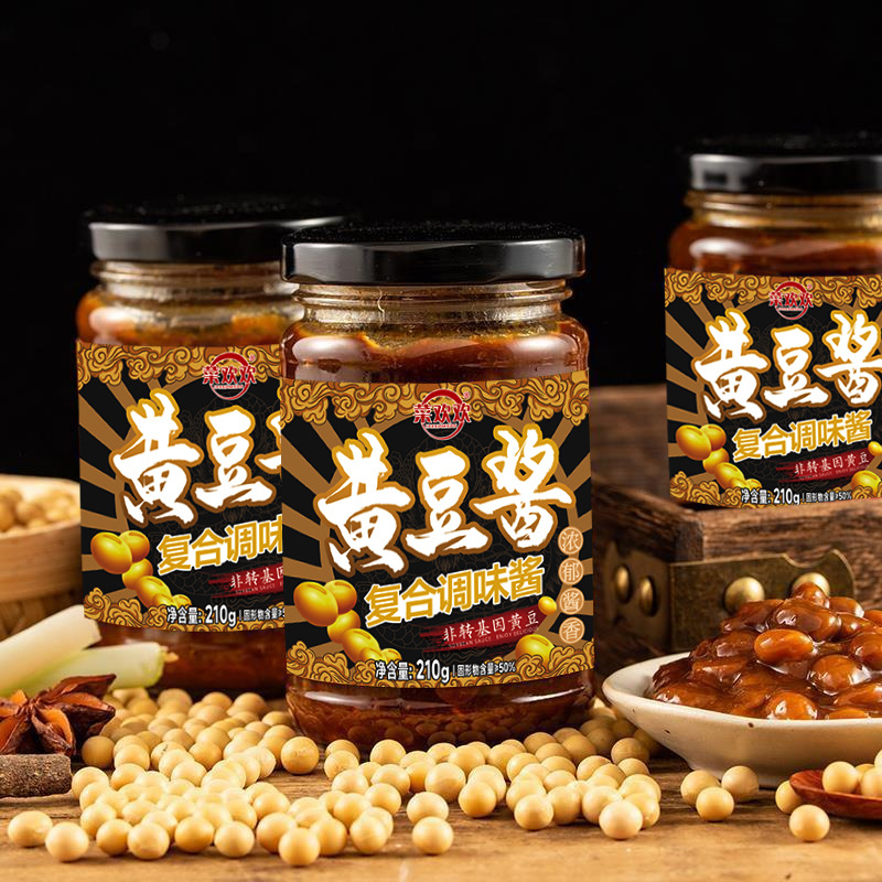 一件代发菜欢欢黄豆酱210g瓶装蘸酱料东北大酱拌饭拌面酱炒菜