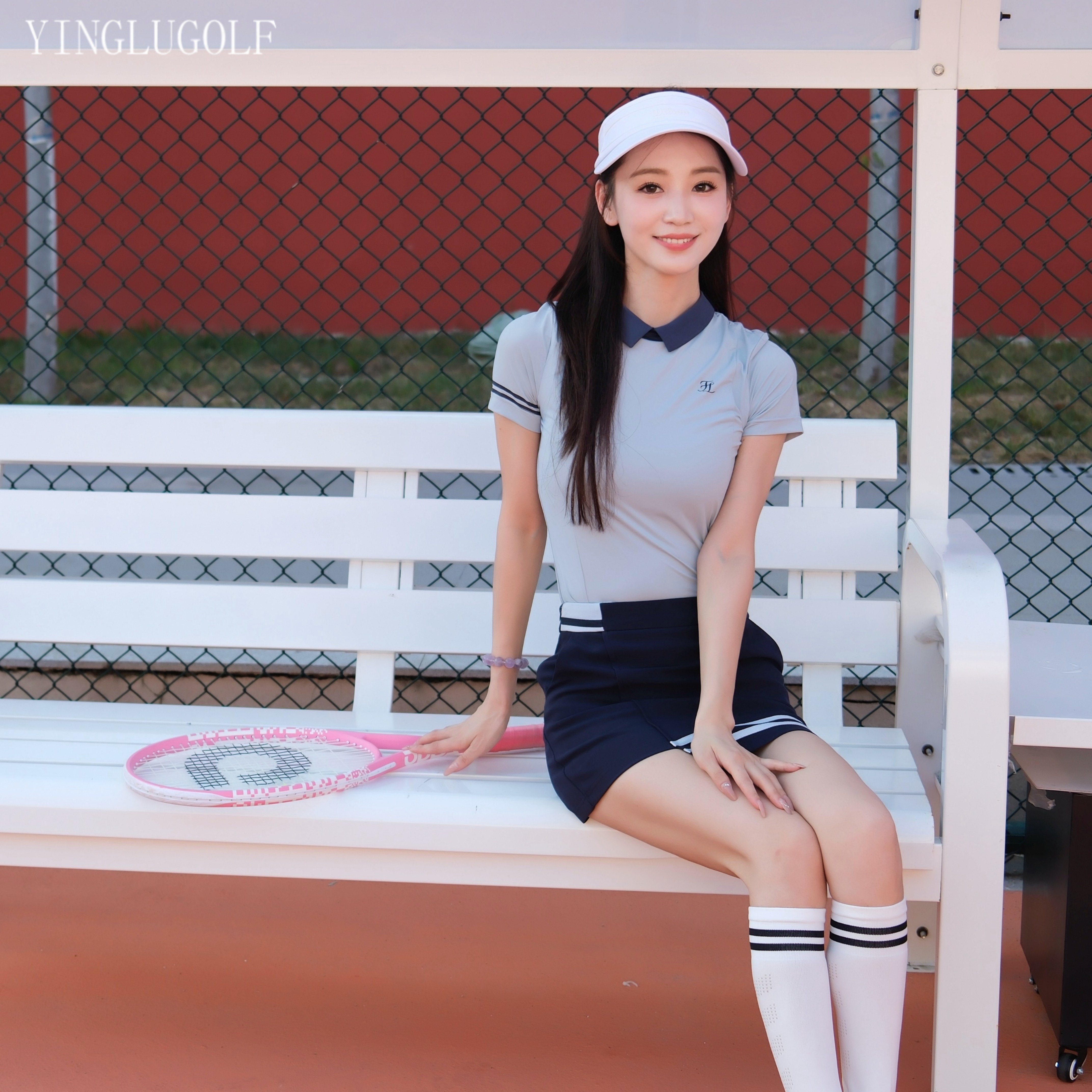 韩版高尔夫女装速干弹力polo上衣修身包臀短裙网球服运动套装时尚