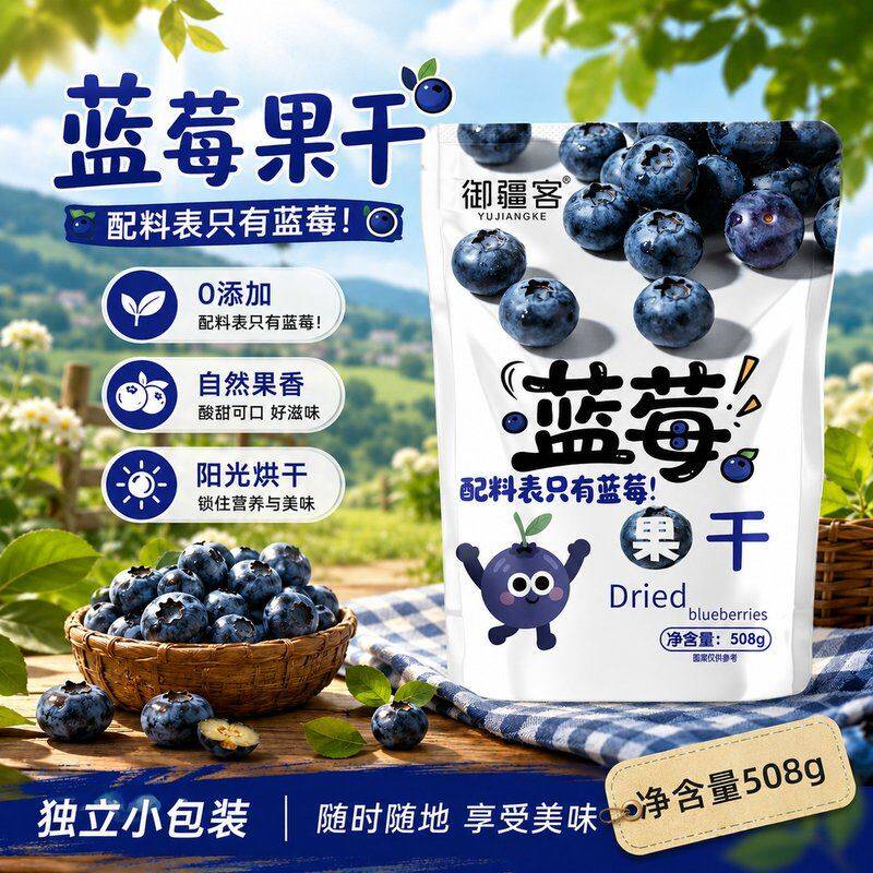 超一斤装蓝莓干东北特产无糖渍无油真蓝莓内独立小包装