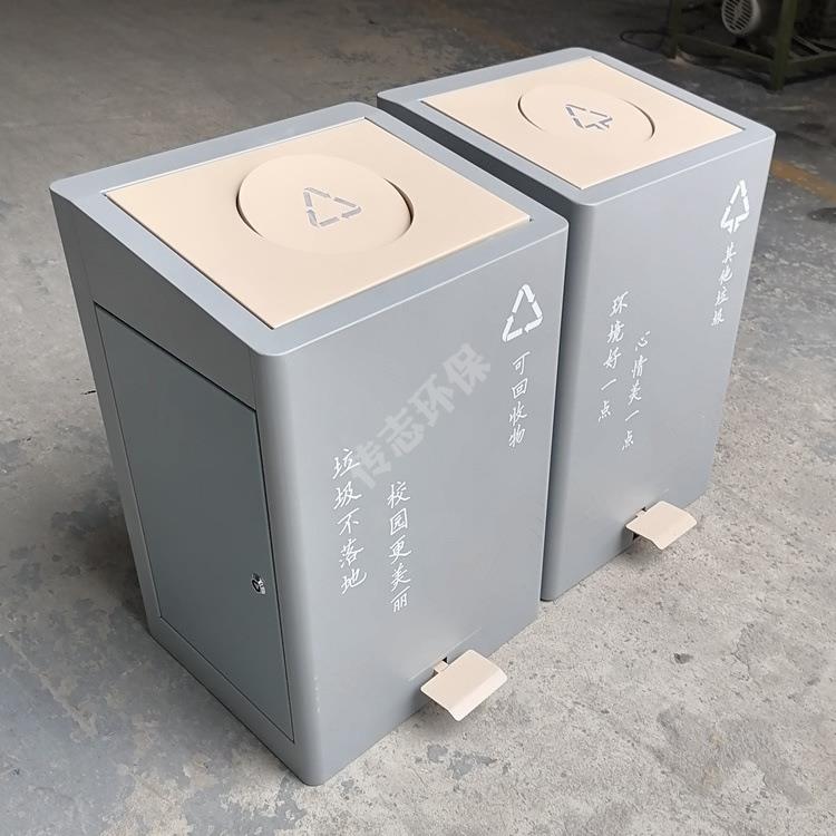简约室内学校脚踏式双摇盖组合喷塑不锈钢分类垃圾桶果皮箱回收箱