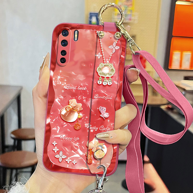 适用于oppoA91手机壳PCPM00简约a91幸运福袋液态腕带支架软壳个性网红新女款超薄时尚防摔全包背带保护套潮