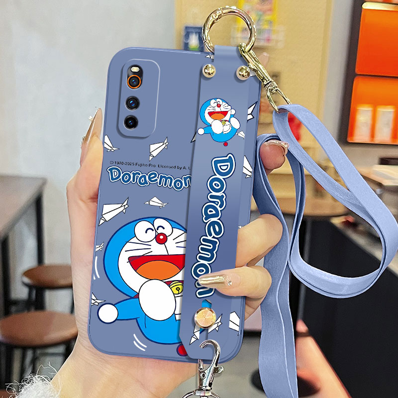 适用iqooNeo5活力版手机壳V2118A液态腕带支架卡通可爱软壳纸飞机哆啦A梦防摔磨砂创意斜跨背带保护套时尚潮