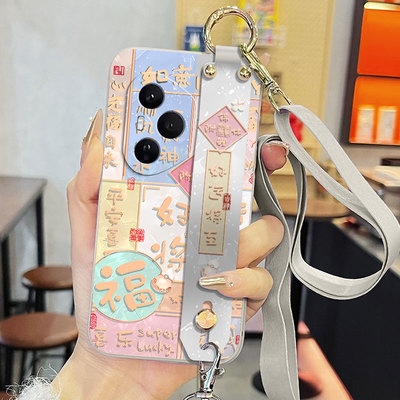 适用于荣耀400手机壳400pro液态腕带支架 DNN-AN00好运将至简约中国风全包直边保护套新款背带软壳磨砂男女款