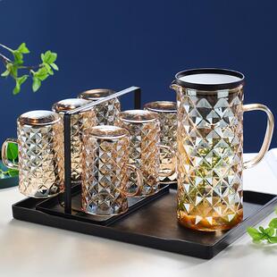 冷水壶玻璃家用耐热凉水壶水杯套装 日式 玻璃水具耐高温冷水壶套装