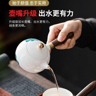 家用2024款 如瓷动人手绘功夫茶具套装 陶瓷高档羊脂玉盖碗茶杯礼盒
