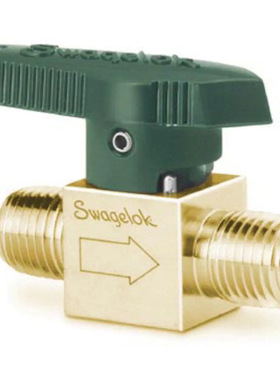 世伟洛克B-4P4T2黄铜四分之一圈仪表旋塞阀1/4in.MNPT外螺纹1.0Cv