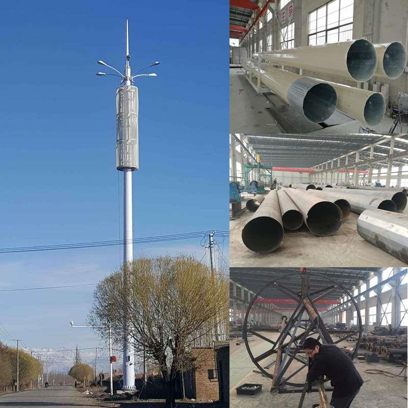 路灯塔景观美化塔一体化基站塔钢结构厂家单管塔5G通信杆塔信号塔
