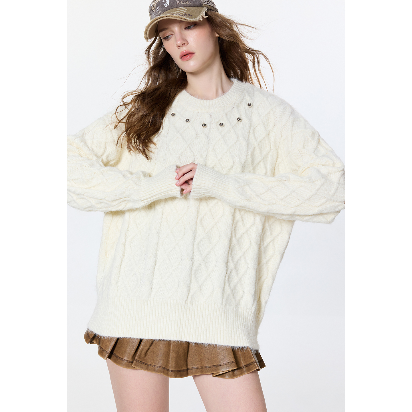 美式潮牌套头针织衫男款