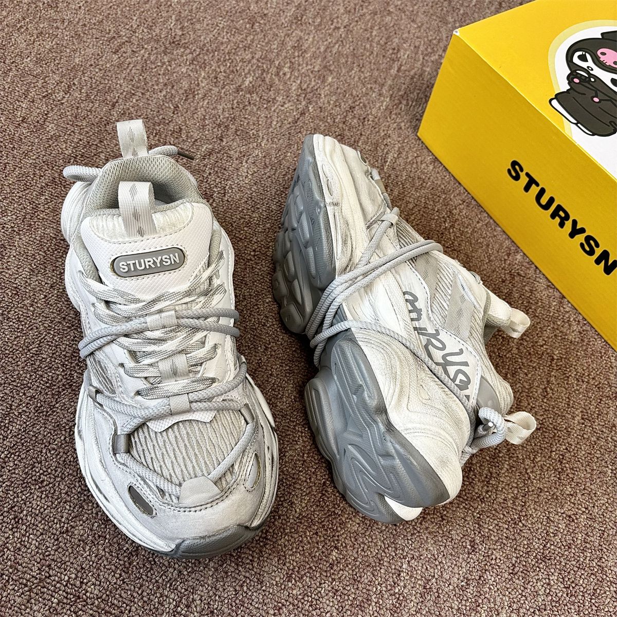 复古网面透气做旧白色老