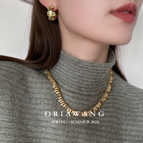 ORIAWANG 中古原创/天然花绿石/经典珠宝感/  中古豆蔻天然花绿石