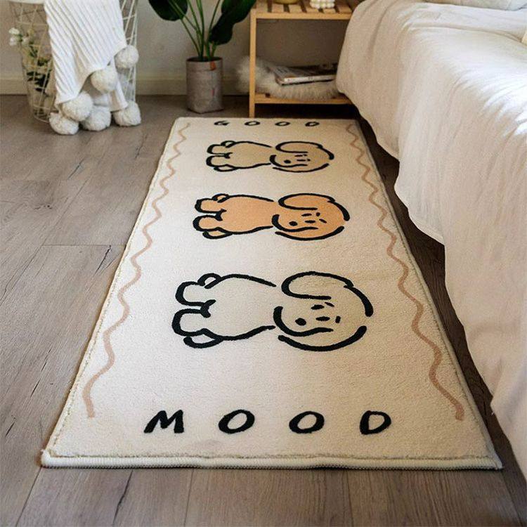 可爱小狗仿羊绒地毯儿童房隔凉生暖爬爬毯家用吸水防滑卧室床边毯