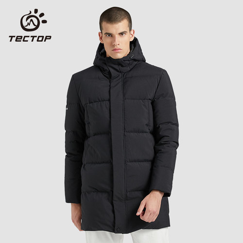 探拓户外羽绒服女2023冬季中长款白鸭绒连帽外套男士滑雪服长外套