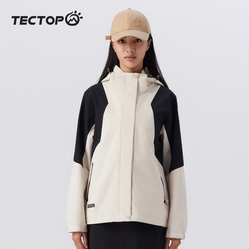 探拓户外山系冲锋衣外套女新款户外露营徒步登山服防风套绒夹克