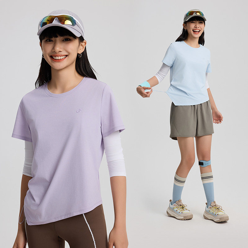 TECTOP/探拓户外女士运动短袖速干上衣圆领T恤休闲跑步透气健身服