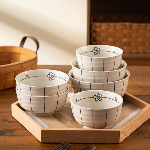 简约釉下彩陶瓷饭碗可微波家用