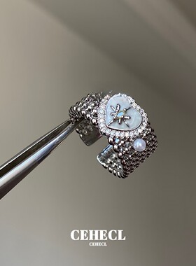 设计师法式复古宽版六芒星戒指女