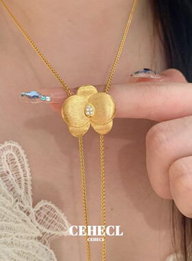 蝴蝶兰拉丝花朵项链女choker颈链