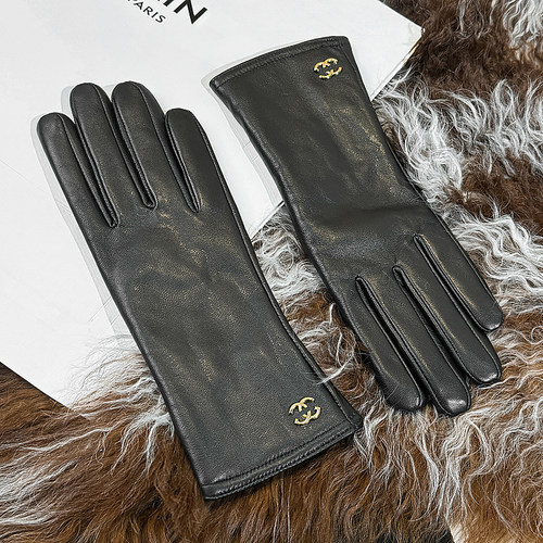 小香风真皮手套女冬高级分指手套