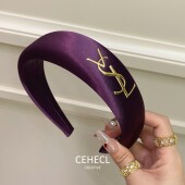 高级感贵气缎面发箍女2025新款 杨树林4cm宽边高颅顶紫色头箍发卡