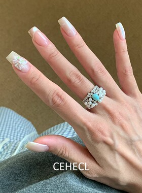 海纹宝石戒指女珍珠闪钻皇冠指环