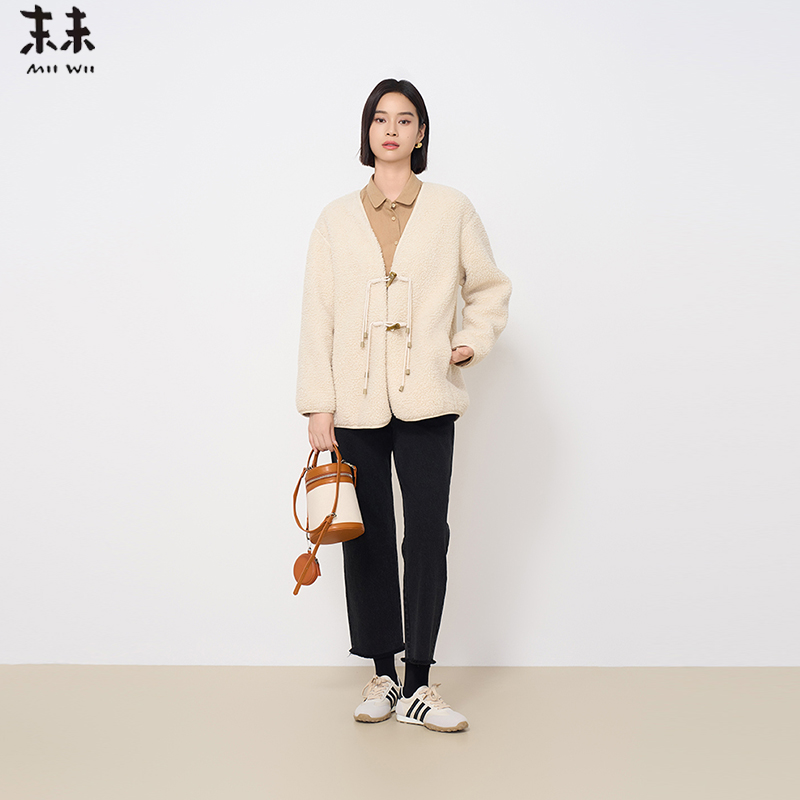 MIIWII末未24冬米色复合仿毛料外套W244225女士