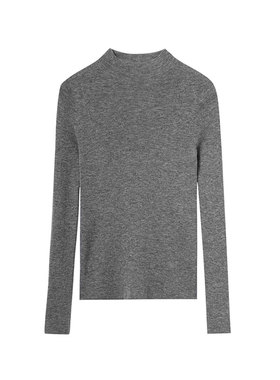 MIIWII末未25冬浅灰色半高领针织套头衫修身羊毛打底衫女X254135