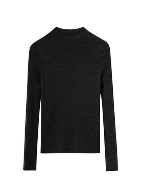 MIIWII末未25冬深灰色修身羊毛打底衫半高领针织套头衫女X254146