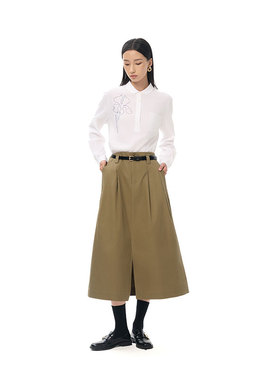 MIIWII末未25秋白色全棉泡泡布衬衫领上衣知识分子风衬衫C253149