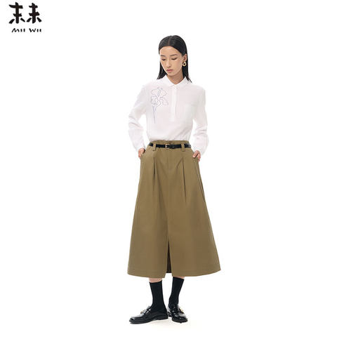 MIIWII末未25秋白色全棉泡泡布衬衫领上衣知识分子风衬衫C253149