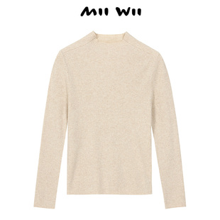 末未MIIWII23冬米杏色全羊毛针织衫 清仓 上衣女X234403 断码