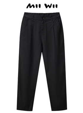 末未MIIWII24夏黑色全棉细斜纹西裤K242146女士