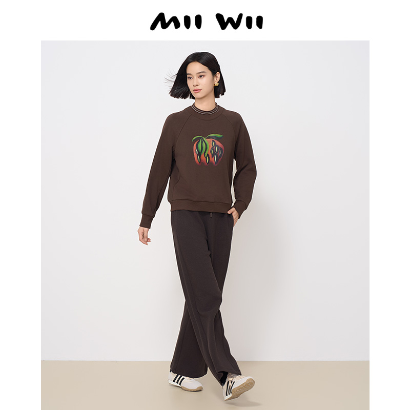 MIIWII末未24冬咖色针织拼高领上衣S244322女士