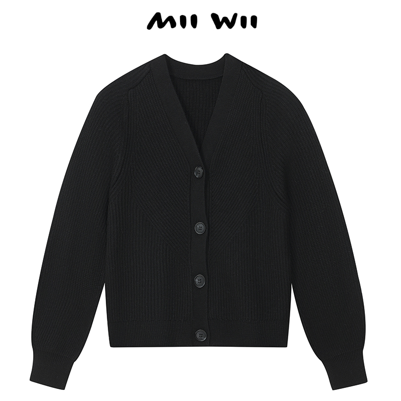 末未MIIWII黑色全羊开衫