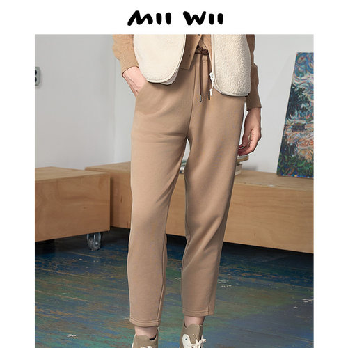 MIIWII/末·未卡其针织长裤