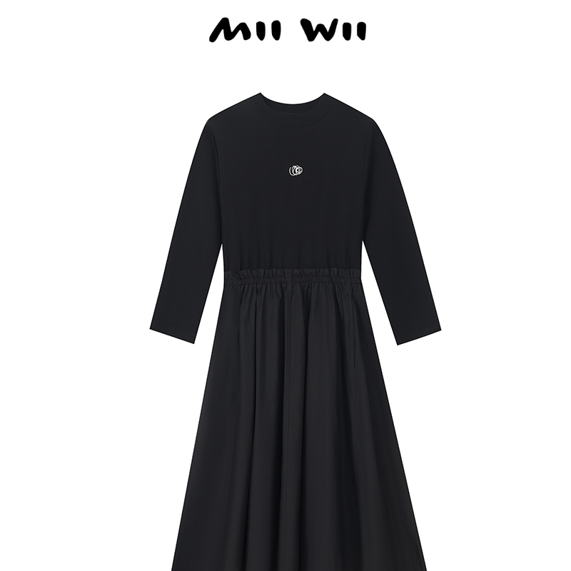 MIIWII/末·未黑色拼接连衣裙