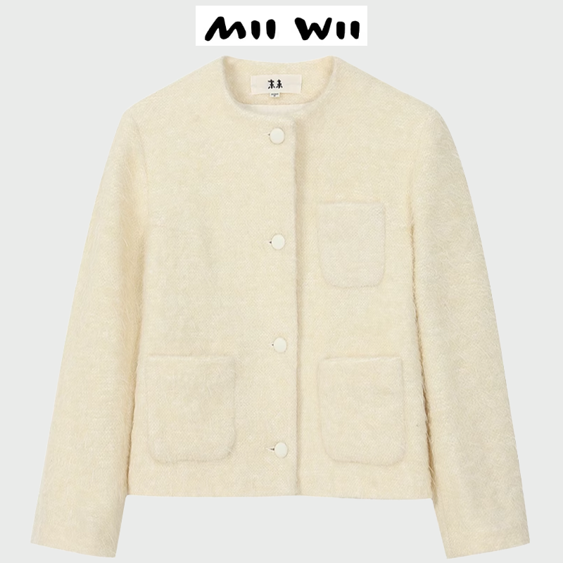 MIIWII/末·未米白色羊毛短外套