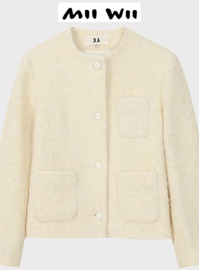 【断码清仓】末未MIIWII23冬米白色羊毛短外套女W234534