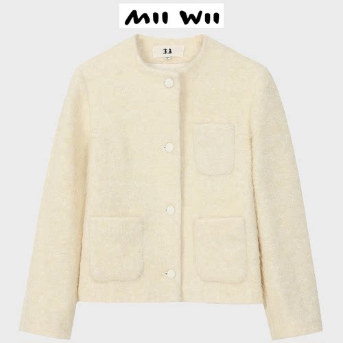 MIIWII/末·未米白色羊毛短外套