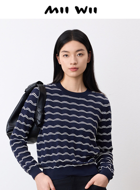末未MIIWII24秋毛针织衫女士长袖上衣内搭薄款圆领套头衫X243143