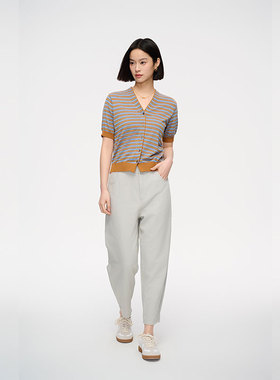 MIIWII末未25夏浅灰色显瘦长裤百搭直筒裤女K252211