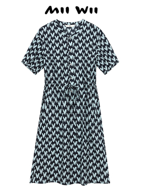 末未MIIIWII24夏全棉蓝色花料印花连衣裙L242525女士