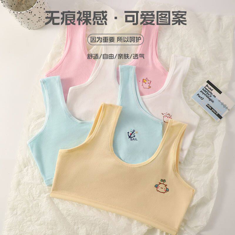 纯棉内衣女无钢圈防凸少女文胸薄