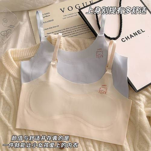 细肩带冰丝内衣女固定棉学生文胸