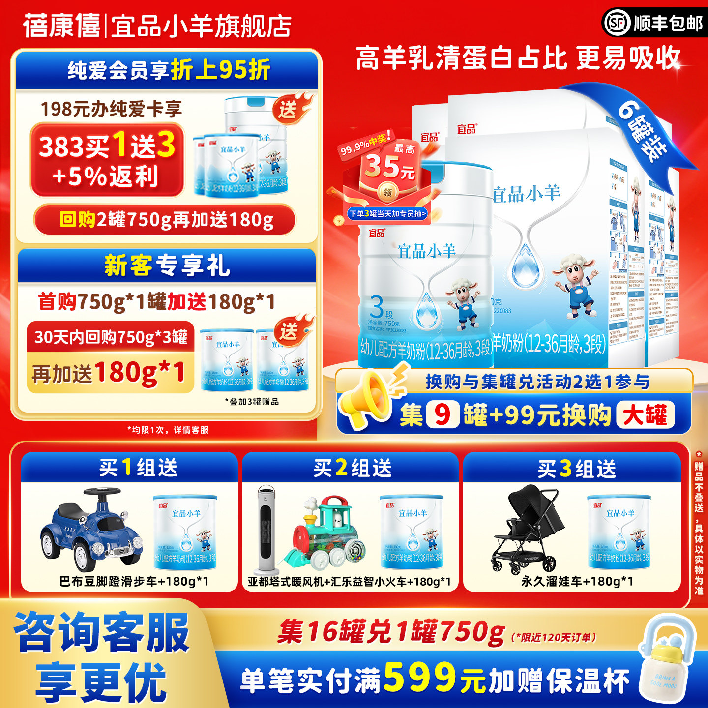 ��������ƷС��Ӥ�׶��䷽���̷�3��750g*6��1-3�걦���ٷ��콢�� 1457.32Ԫ