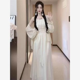 新款 甜美修身 夏季 时尚 显瘦气质吊带连衣裙女防晒开衫 显瘦长裙套装
