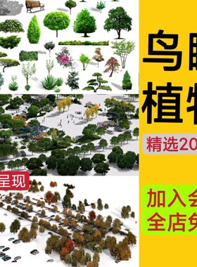 鸟瞰植物树psd分层素材景观园林规划设计资料后期效果图ps