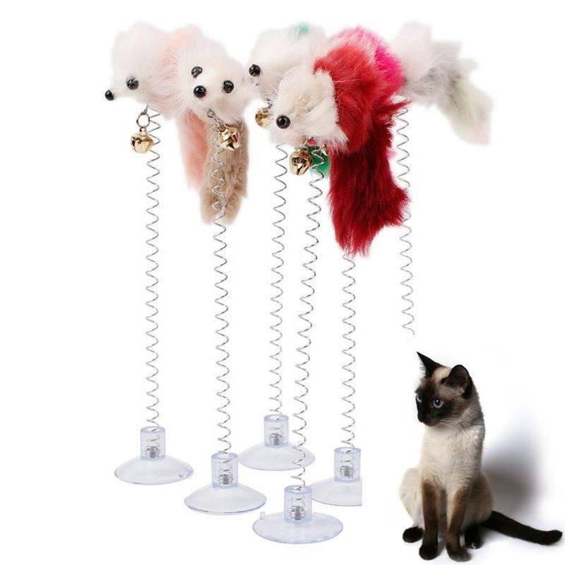 Cartoon Pet Cat Toy Stick Feather Rod Mouse Toy with Mini Be