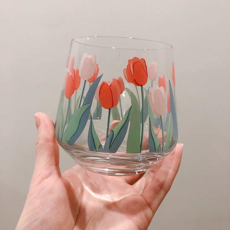 Tulip glass dessert coffee mug for a girl