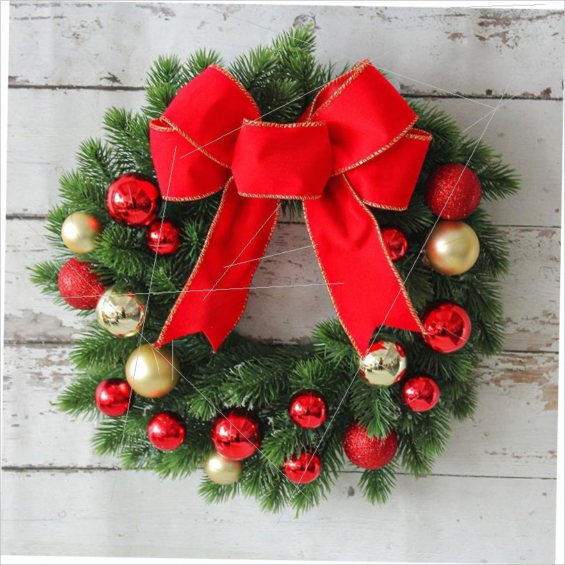 Bow Christmas ball wreath home door hanging ornament花环